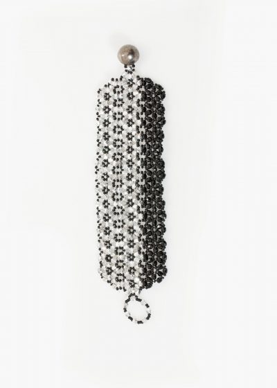 Lattice Bead Cuff in Silver/Black
