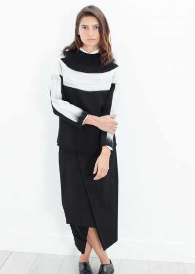 Contrast Felted Sweater in Black